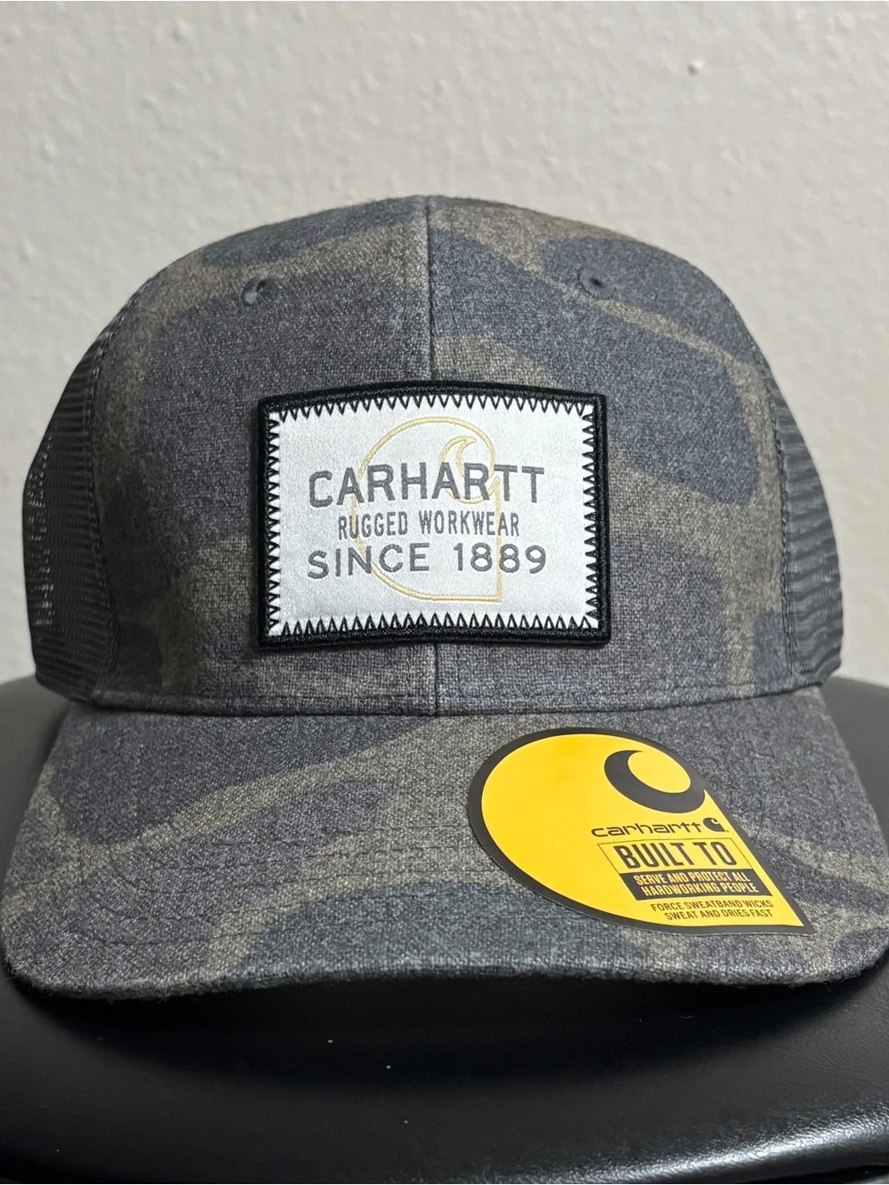 Carhartt Wool Mesh Back Camo Patch Cap One Size Gray Trucker Hat NWT